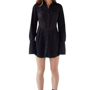 New URBAN OUTFITTERS UO Taurus Corset Shirt Dress Black